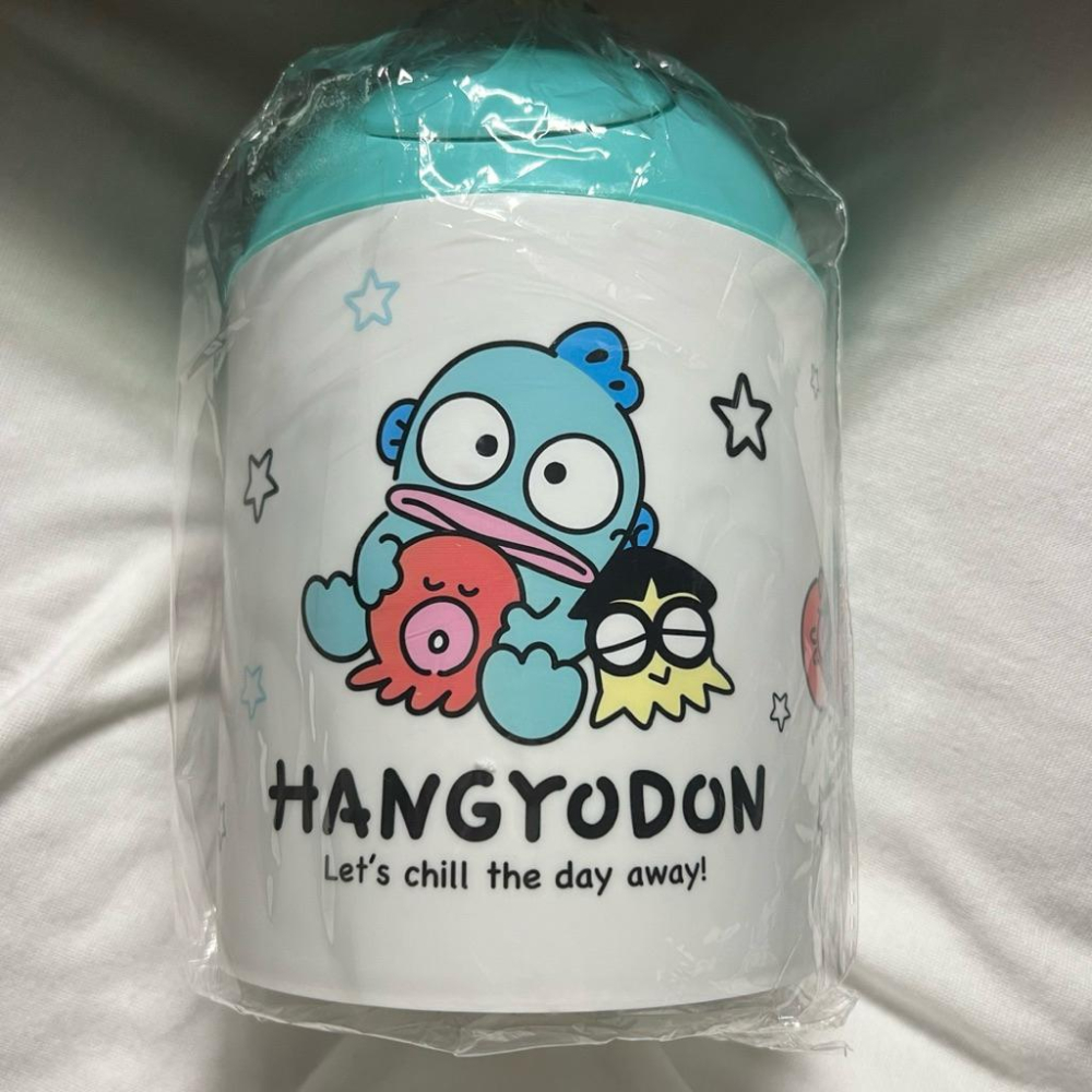 正版三麗鷗 SANRIO 人魚漢頓圓桶垃圾桶 醜魚桌上型垃圾桶-細節圖3