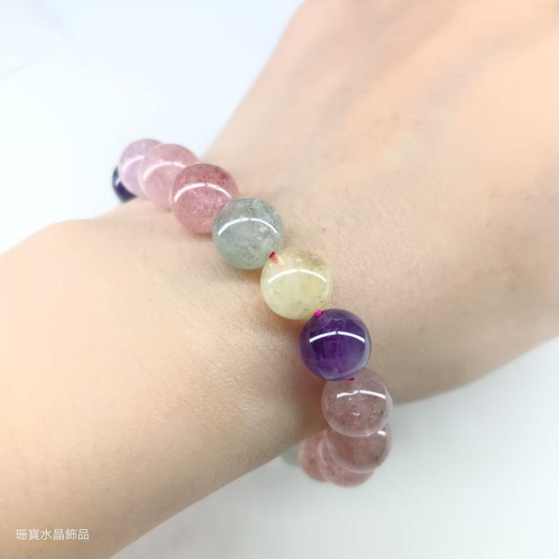 [shan] ✨水晶手鍊素串 草莓晶 綠草莓 紫水晶 黃阿塞手串-細節圖3
