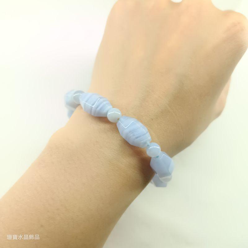 [shan] ✨水晶手鍊素串 高品藍紋石 彈力繩-細節圖2