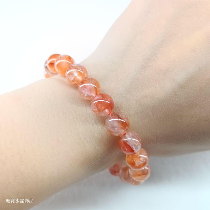 [shan] ✨水晶手鍊素串 透透有彩虹的紅膠花手串-細節圖2