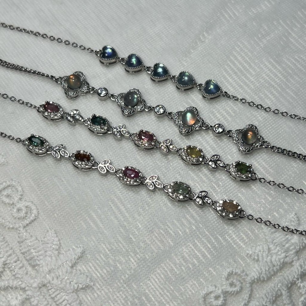 [shan] 水晶手鍊 海藍寶 彩碧璽 灰月光 龍蝦扣手鍊 禮物-細節圖2