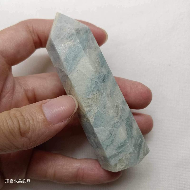 [shan] 👉出清收藏👈 藍紋石柱 表面有微閃 顏色很療癒！-細節圖4