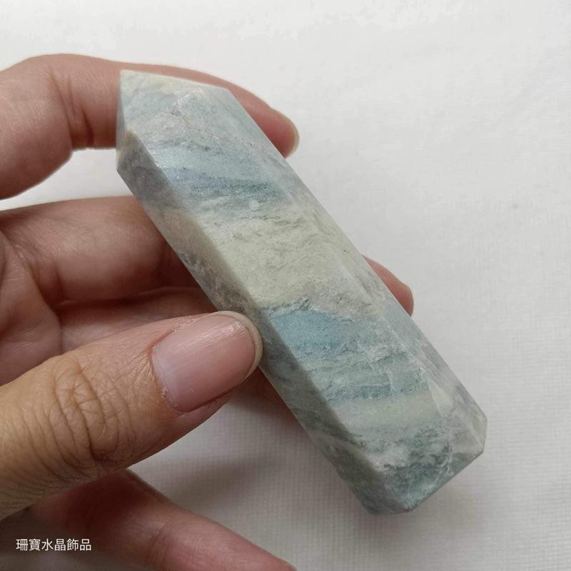 [shan] 👉出清收藏👈 藍紋石柱 表面有微閃 顏色很療癒！-細節圖6