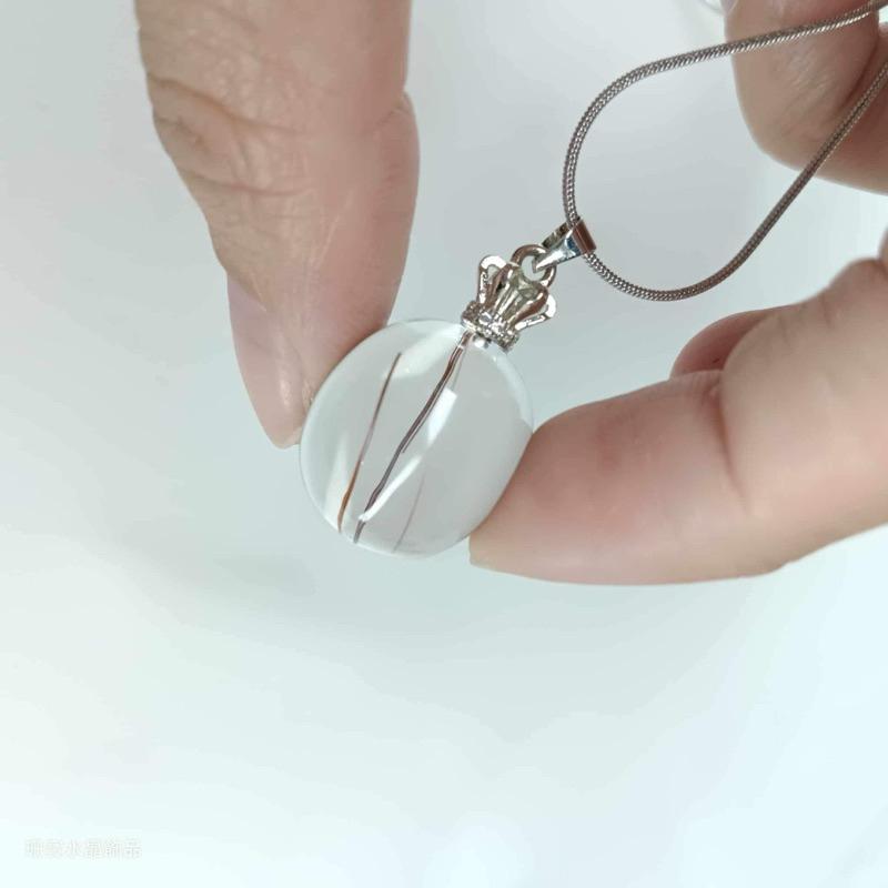 [shan] ✨水晶項鍊 銅髮 皇冠吊墜頭 超透超美😻-細節圖2
