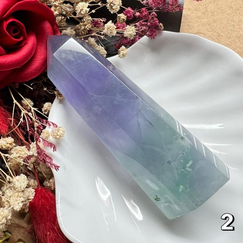 [shan] 👉出清收藏👈 薰衣草紫 綠 螢石柱 有撞傷 尖無損-細節圖7