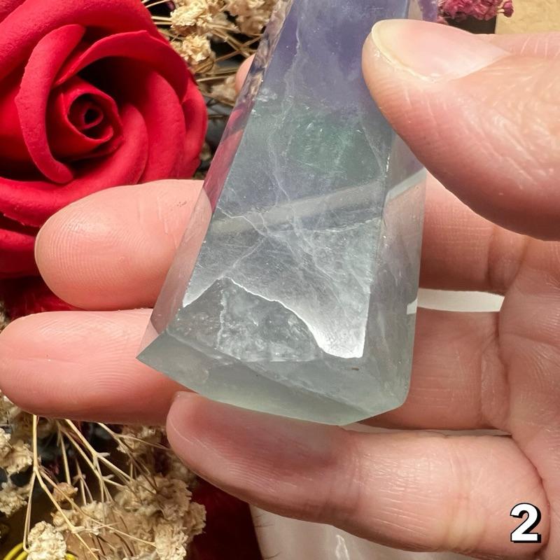 [shan] 👉出清收藏👈 薰衣草紫 綠 螢石柱 有撞傷 尖無損-細節圖8