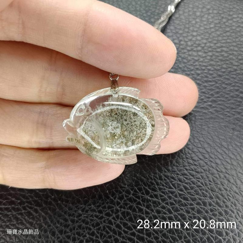 ［shan] 礦石系列 白幽靈 綠幽靈 魚 項鍊 925銀水波鍊-細節圖3