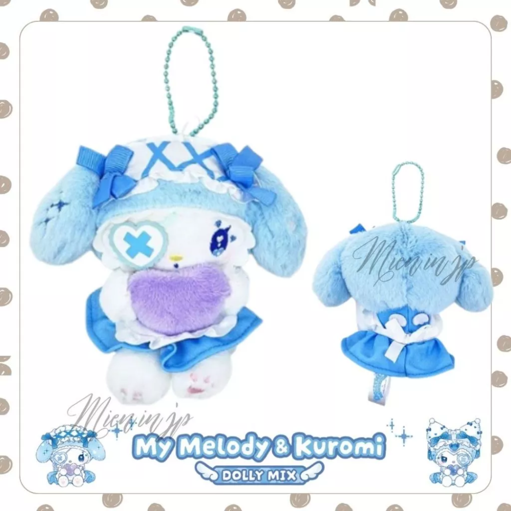 米恩MIENINJP 日本境內版 正版 三麗鷗 DOLLY MIX×美樂蒂&Kuromi  酷洛米 地雷系 吊飾 娃娃-規格圖2