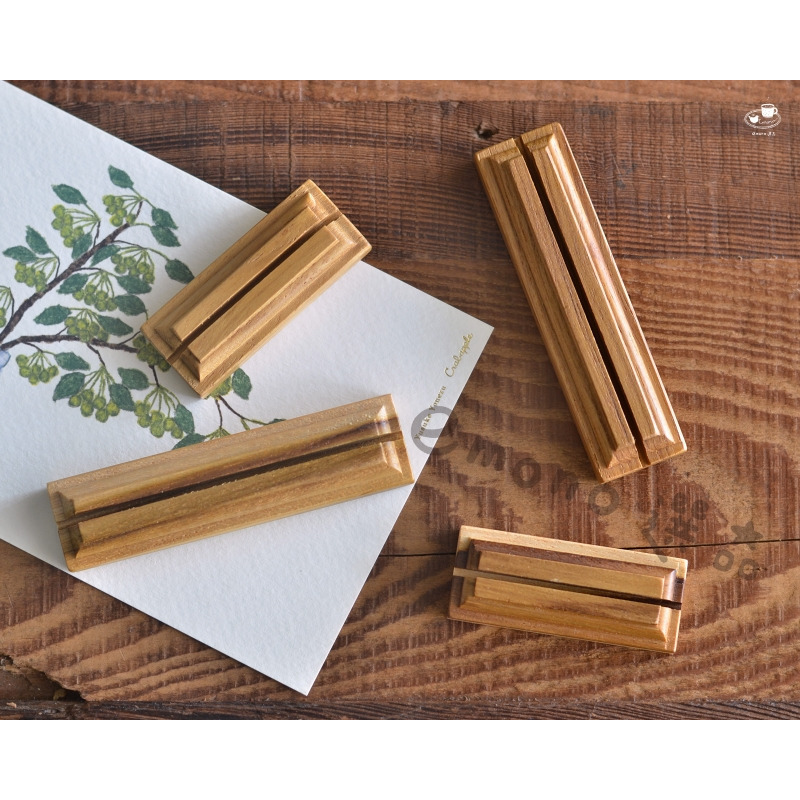 【emono選品】日本進口 天然柚木 歐風名片架 展示牌座 標價牌座 卡片底座 留言夾 現貨-細節圖7
