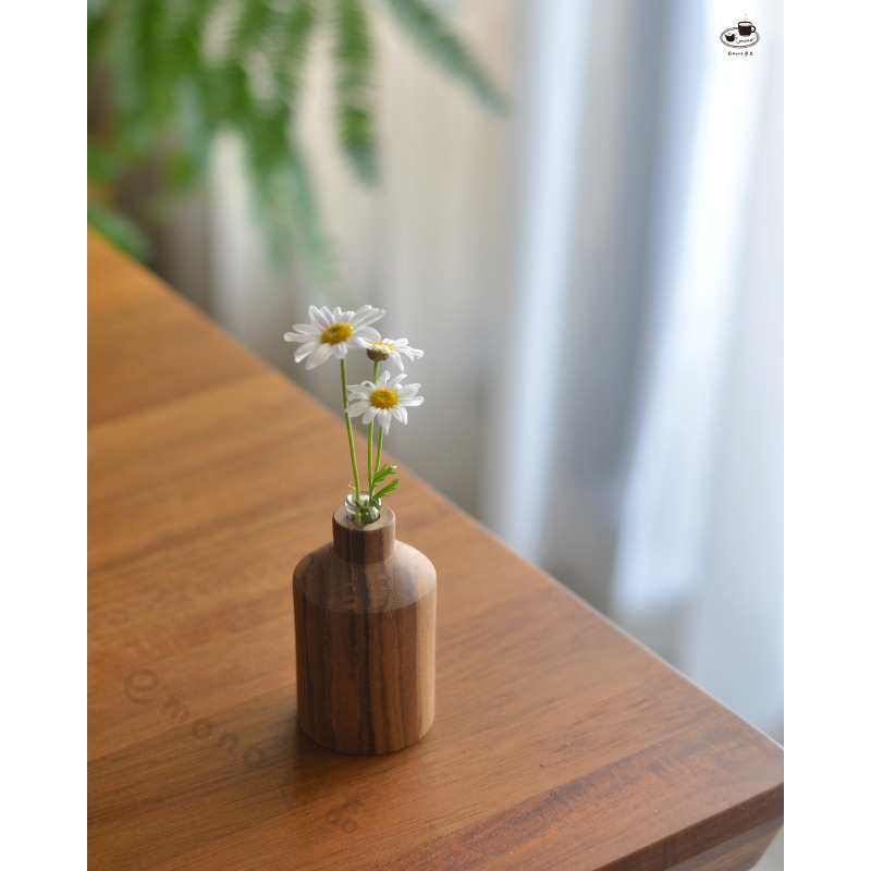 【emono選品】日本進口 實木花瓶 一輪插花瓶 柚木花瓶 木瓶 小花瓶-細節圖6