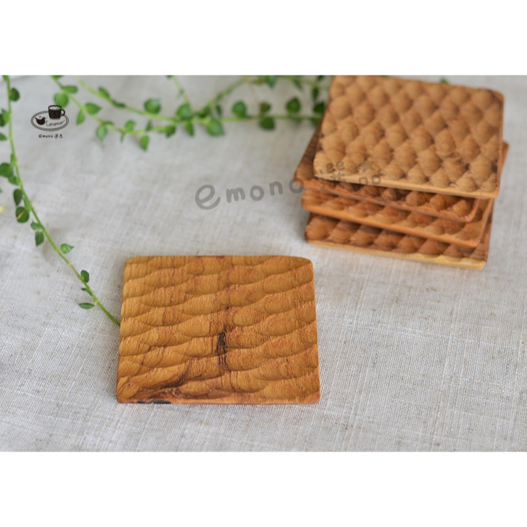 【emono選品】日本進口 天然柚木 槌木雕刻杯墊 隔熱墊 無上漆 現貨 單一售價-細節圖7