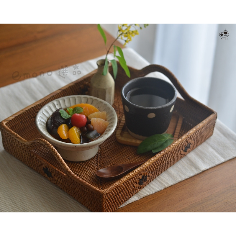 【emono選品】日本進口 天然柚木 手工刻紋杯墊 小盤 無上漆 現貨-細節圖2