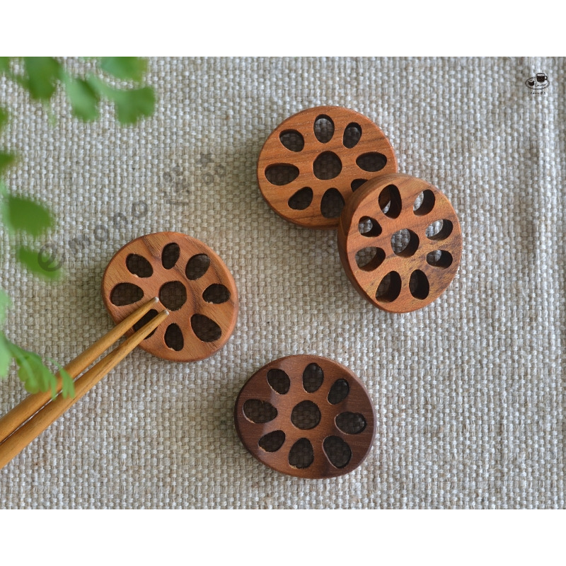 【emono選品】天然柚木 蓮藕造型筷架 餐具架 日本進口-細節圖4