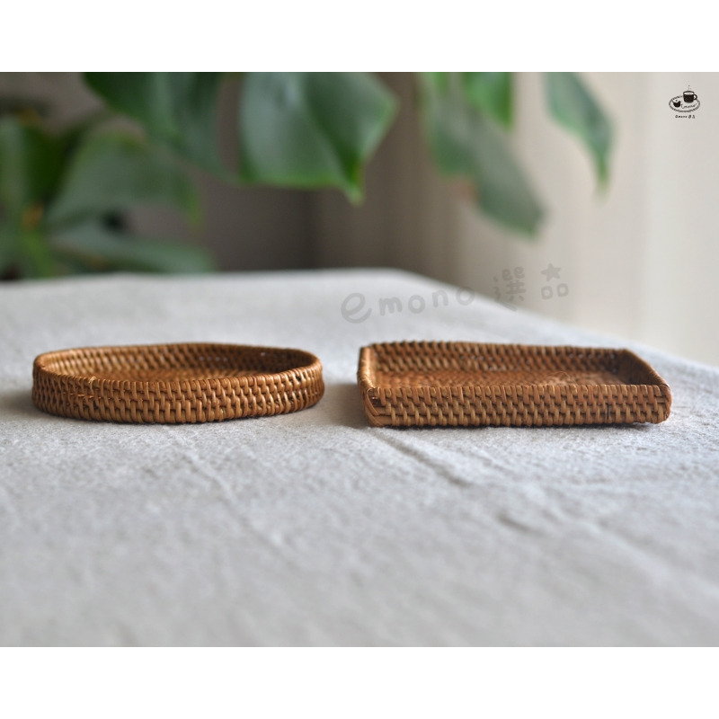 【emono選品】印尼峇里島製 Ata 手工編織 加高邊緣杯墊 圓形 方形 隔熱墊 茶杯墊 小物收納盤-細節圖6