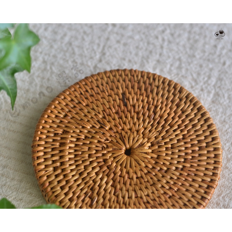 【emono選品】印尼峇里島製 Ata 手工編織 加高邊緣杯墊 圓形 方形 隔熱墊 茶杯墊 小物收納盤-細節圖7