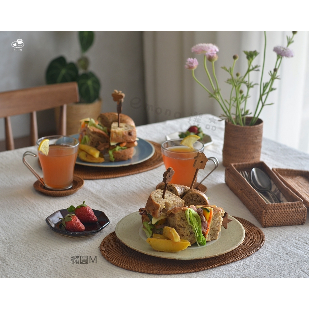 【emono選品】印尼峇里島製 Ata 手工編織餐墊 橢圓形 隔熱墊 M / L 單一販售 現貨-細節圖3