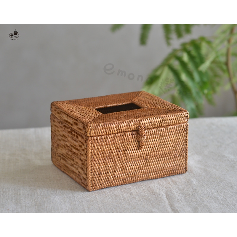 【emono選品】印尼峇里島製 Ata 手工編織小型衛生紙盒 亞洲雜貨 室內裝飾-細節圖2