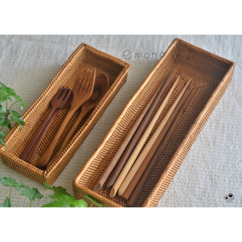 【emono選品】印尼峇里島製 Ata 手工編織置物籃 餐具籃 收納盒 長方形-細節圖5