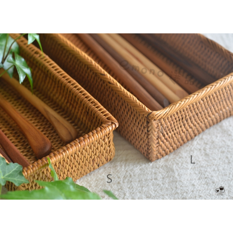【emono選品】印尼峇里島製 Ata 手工編織置物籃 餐具籃 收納盒 長方形-細節圖6