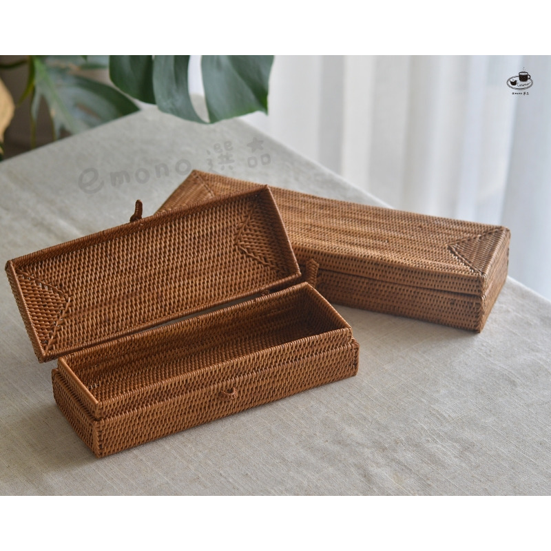 【emono選品】印尼峇里島製 Ata 手工編織置物籃 長方形含蓋 餐具籃 收納盒 單一販售 現貨-細節圖4