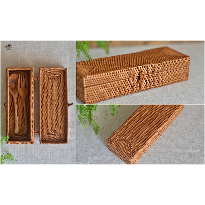 【emono選品】印尼峇里島製 Ata 手工編織置物籃 長方形含蓋 餐具籃 收納盒 單一販售 現貨-細節圖7