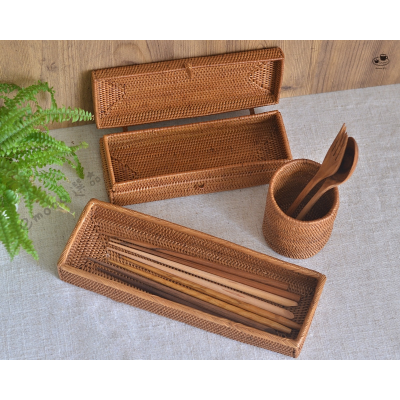 【emono選品】印尼峇里島製 Ata 手工編織置物籃 高級品 餐具籃 餐具收納筒 收納盒 圓形-細節圖5