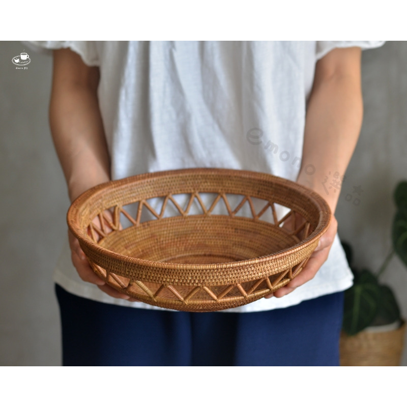 【emono選品】印尼峇里島製 Ata 手工編織水果籃 置物籃 圓形 現貨-細節圖3