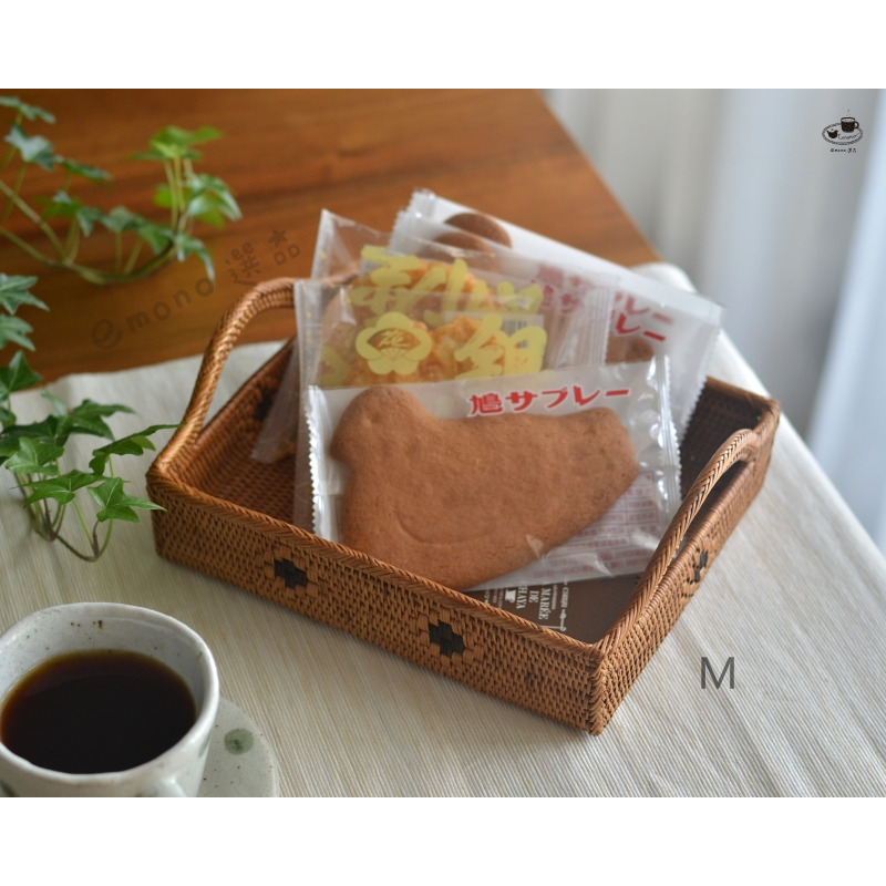 【emono選品】印尼峇里島製 Ata 手工編織把手托盤 置物籃 方形 現貨-細節圖2