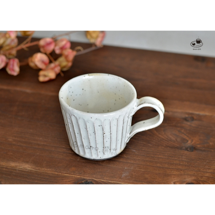 【emono選品】日本製 美濃燒 粉引手工刻紋 直角咖啡杯 馬克杯 現貨-細節圖5