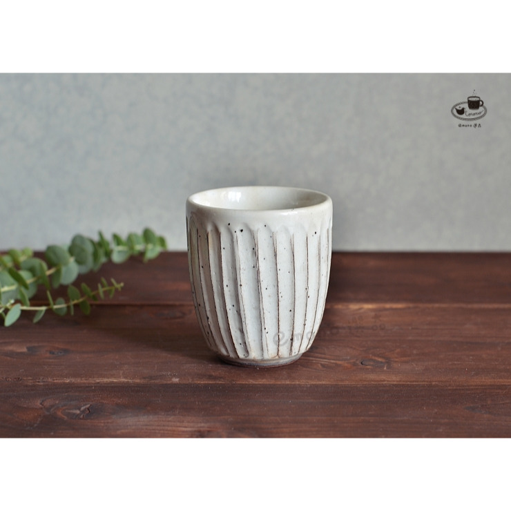 【emono選品】日本製 美濃燒 粉引手工刻紋 湯呑 茶杯 現貨-細節圖5