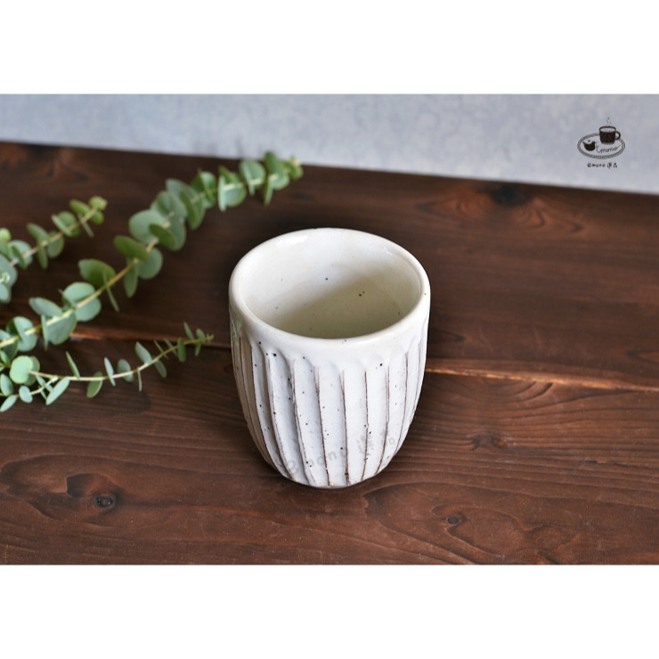 【emono選品】日本製 美濃燒 粉引手工刻紋 湯呑 茶杯 現貨-細節圖6