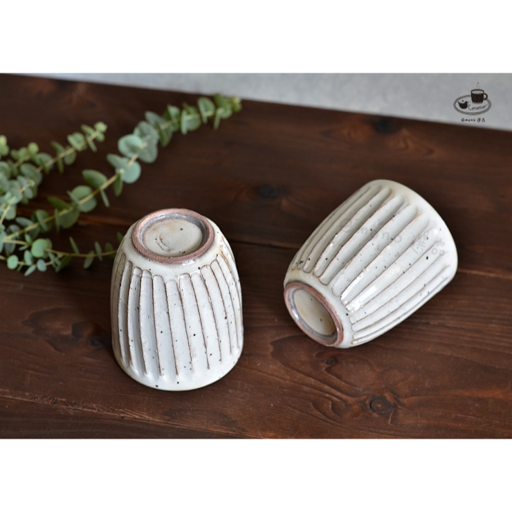【emono選品】日本製 美濃燒 粉引手工刻紋 湯呑 茶杯 現貨-細節圖7