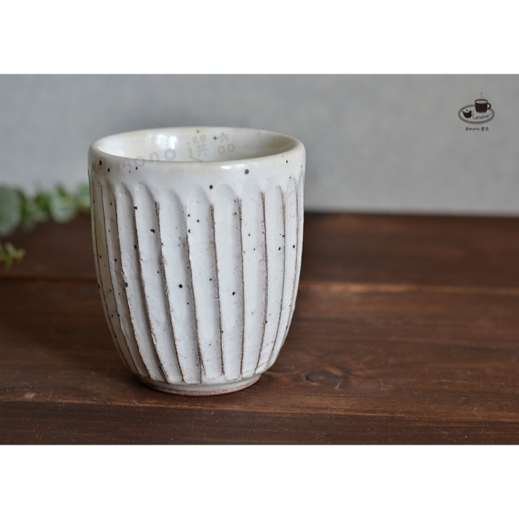 【emono選品】日本製 美濃燒 粉引手工刻紋 湯呑 茶杯 現貨-細節圖8