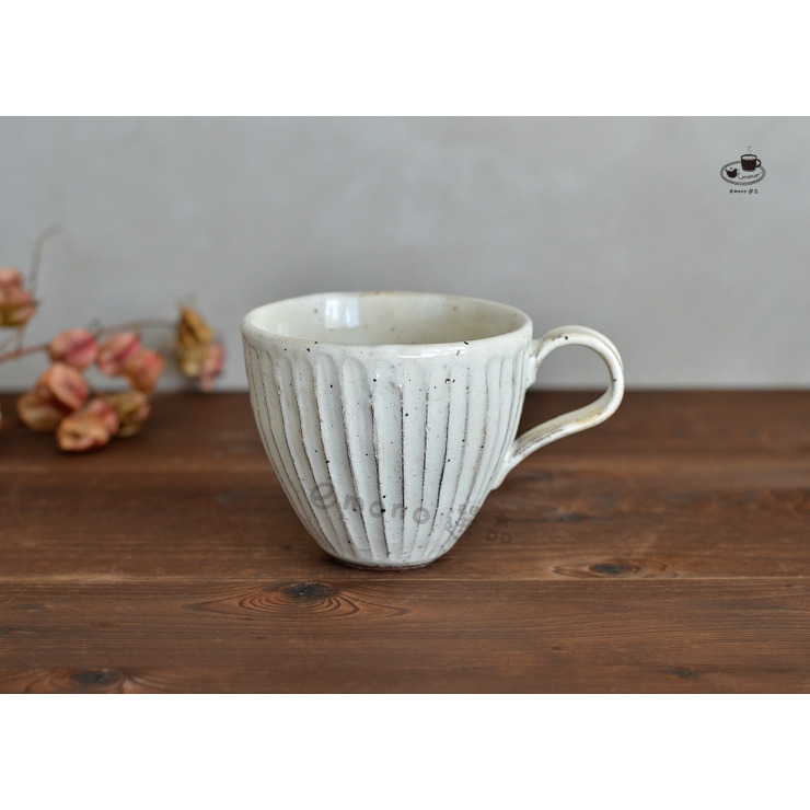 【emono選品】日本製 美濃燒 粉引手工刻紋 拿鐵馬克杯 咖啡杯 現貨-細節圖4