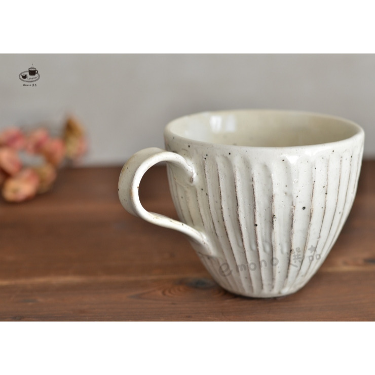 【emono選品】日本製 美濃燒 粉引手工刻紋 拿鐵馬克杯 咖啡杯 現貨-細節圖7