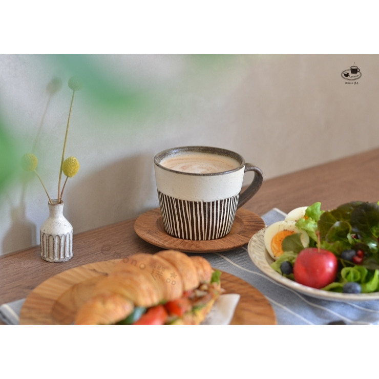 【emono選品】日本美濃燒 松葉象嵌馬克杯 手工馬克杯 自然色 棕色 陶器 現貨-細節圖3