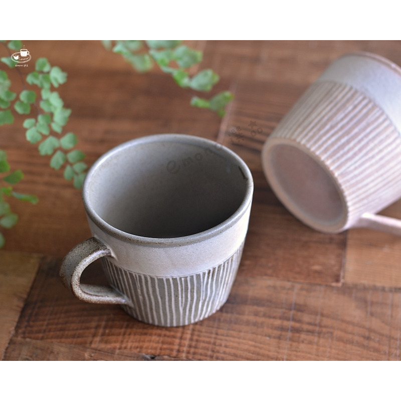 【emono選品】日本美濃燒 松葉象嵌馬克杯 手工馬克杯 自然色 棕色 陶器 現貨-細節圖5