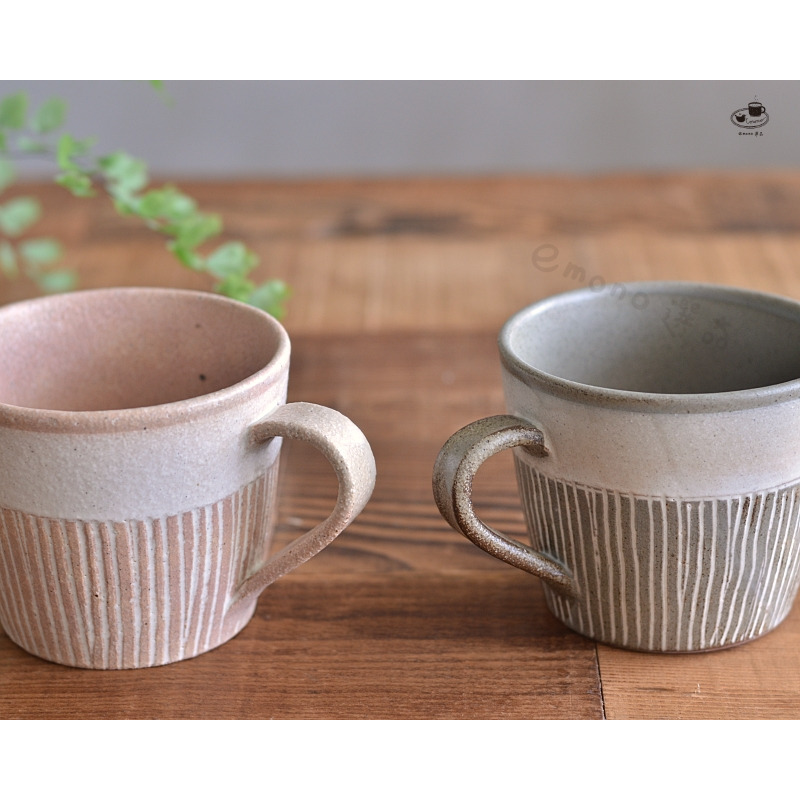 【emono選品】日本美濃燒 松葉象嵌馬克杯 手工馬克杯 自然色 棕色 陶器 現貨-細節圖6