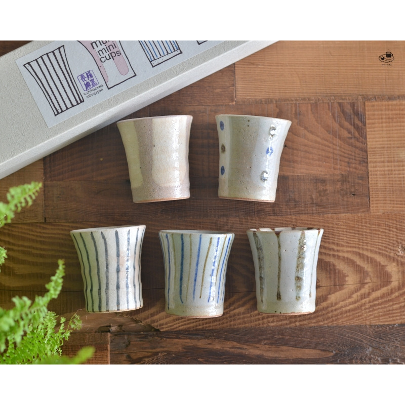 【emono選品】日本製 美濃燒 手繪日式風格 湯吞杯組(五杯組)-細節圖2