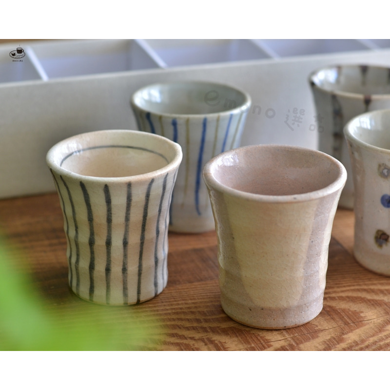 【emono選品】日本製 美濃燒 手繪日式風格 湯吞杯組(五杯組)-細節圖5