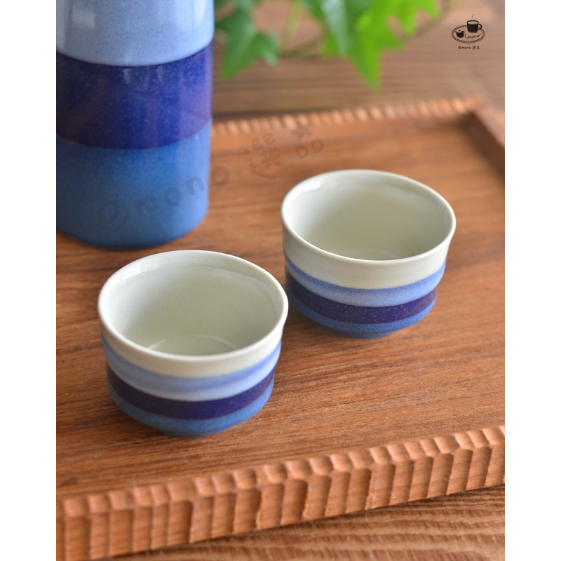 【emono選品】日本美濃燒 藍色重奏酒器組 清酒壺 酒杯 北歐風 現代簡約風格 現貨-細節圖3