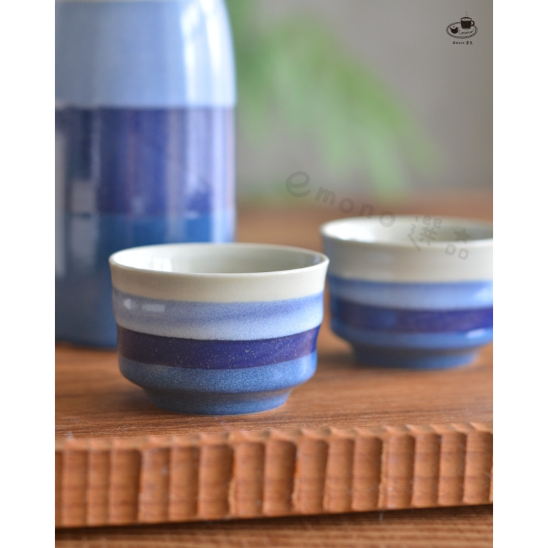 【emono選品】日本美濃燒 藍色重奏酒器組 清酒壺 酒杯 北歐風 現代簡約風格 現貨-細節圖4