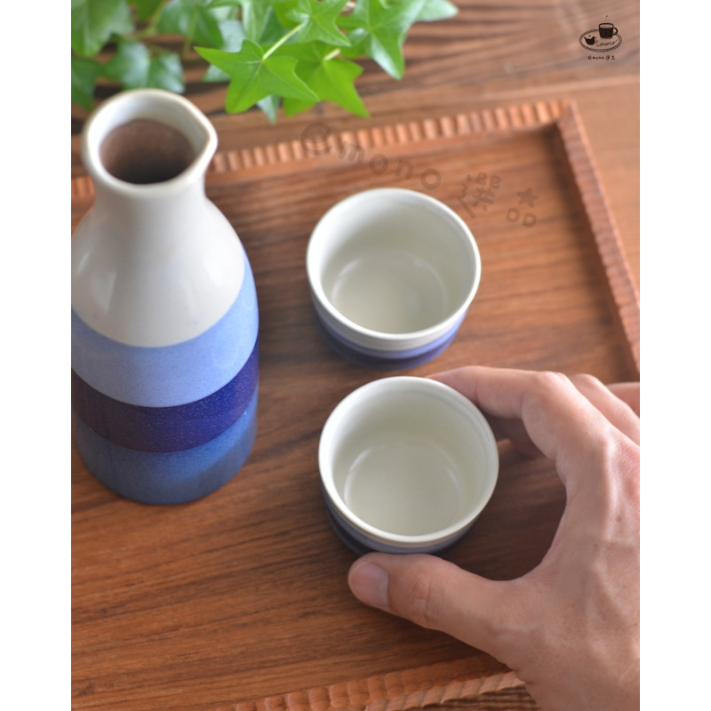 【emono選品】日本美濃燒 藍色重奏酒器組 清酒壺 酒杯 北歐風 現代簡約風格 現貨-細節圖5