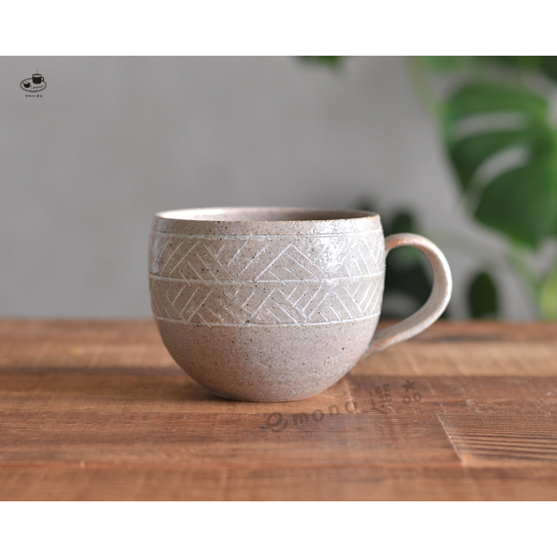 【emono選品】象嵌檜垣紋 馬克杯 手工馬克杯 自然色 陶器 日本美濃燒-細節圖4