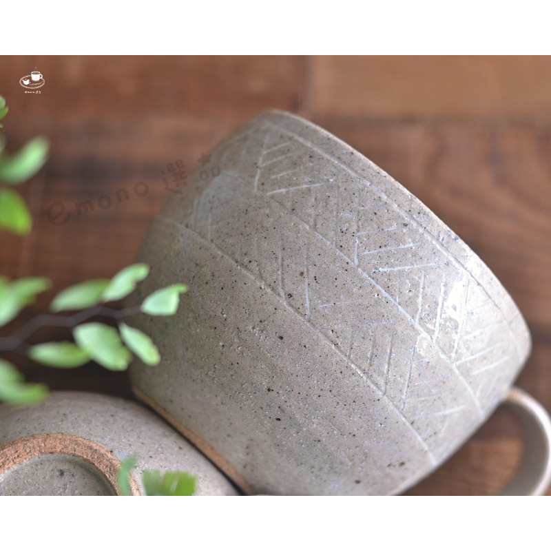 【emono選品】象嵌檜垣紋 馬克杯 手工馬克杯 自然色 陶器 日本美濃燒-細節圖7