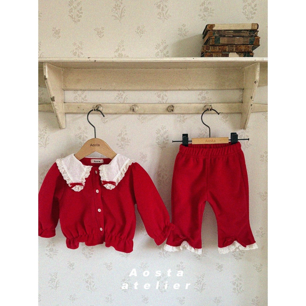 韓國Aosta 紅色 蝴蝶結翻領小外套-細節圖4