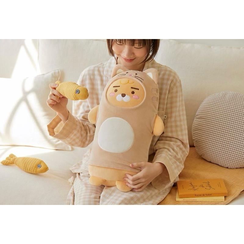 韓國 kakao friends  萊恩 春植 桃子 可換裝小抱枕-細節圖2