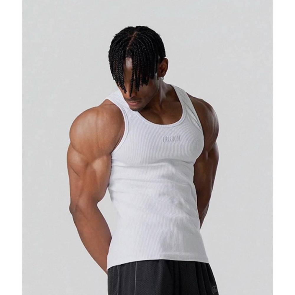 韓國代購 韓國品牌 FREEDOM  男生背心 夏日背心 螺紋背心 坦克背心 共兩色-細節圖5