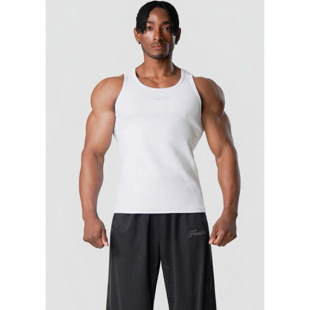 韓國代購 韓國品牌 FREEDOM  男生背心 夏日背心 螺紋背心 坦克背心 共兩色-細節圖6