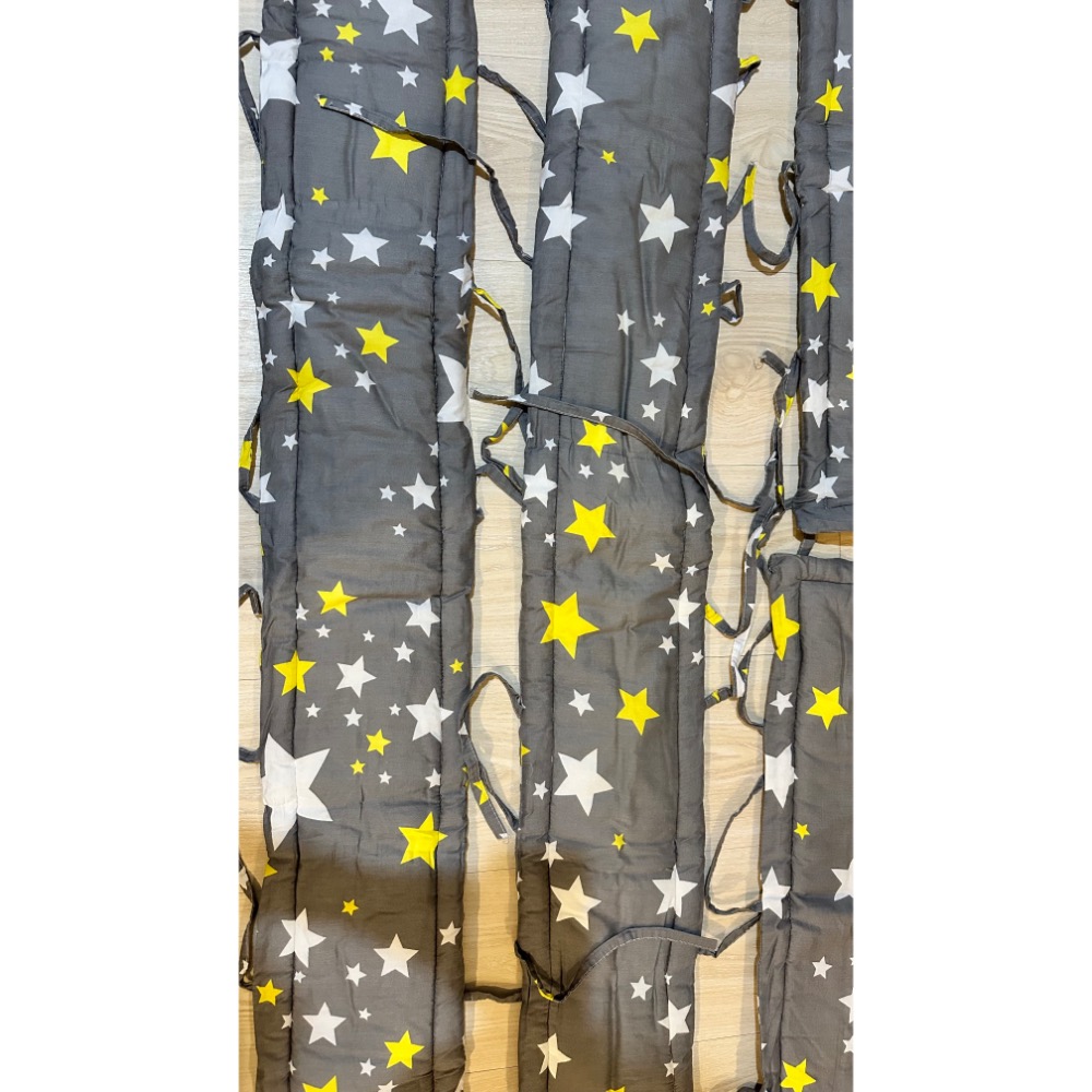 灰色星星嬰兒床防撞條100%純棉台灣製 128x20 兩片 70x20 兩片-細節圖2